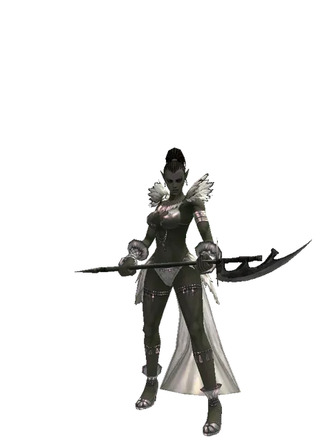 Glaive on a female Orc mystic, front view