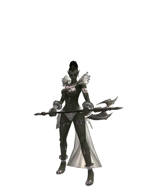 Great Axe on a female Orc mystic, front view