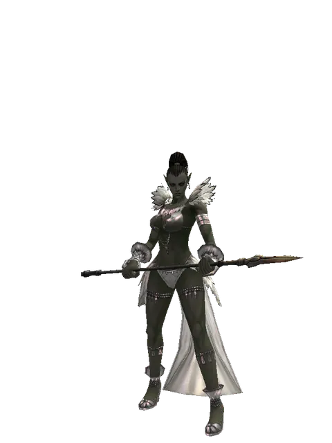 Improved Great Spear on a female Orc mystic, front view