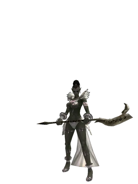 Orcish Glaive on a female Orc mystic, front view