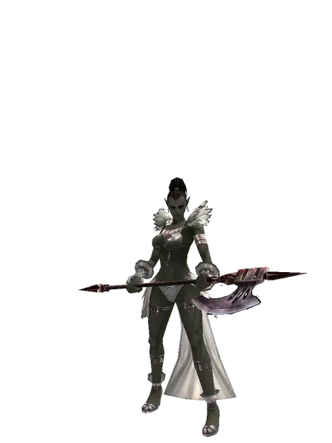 Orcish Halberd on a female Orc mystic, front view
