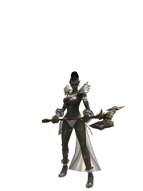 Orcish Poleaxe on a female Orc mystic, front view