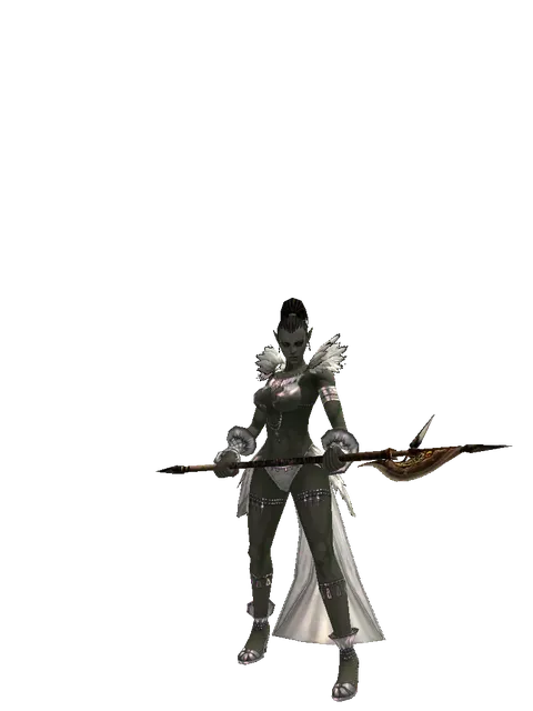 Poleaxe on a female Orc mystic, front view