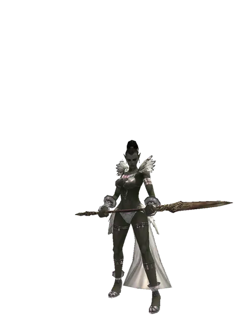 Saint Spear on a female Orc mystic, front view