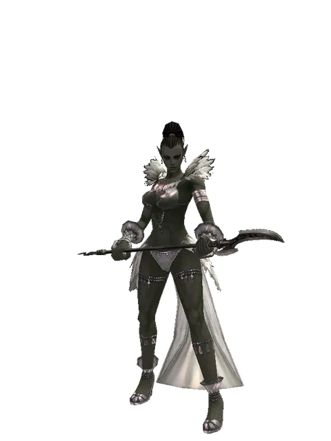 Scorpion on a female Orc mystic, front view
