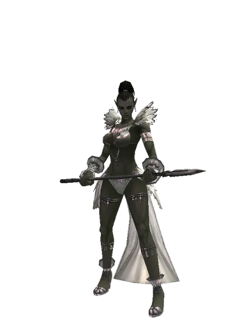 Short Spear on a female Orc mystic, front view