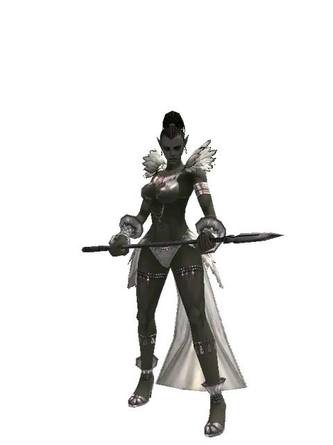 Talins Spear on a female Orc mystic, front view