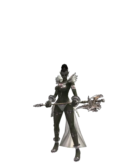 Tallum Glaive on a female Orc mystic, front view