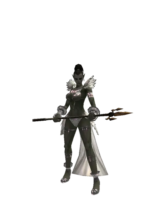 Trident on a female Orc mystic, front view