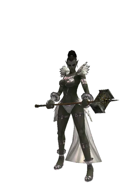 War Pick on a female Orc mystic, front view