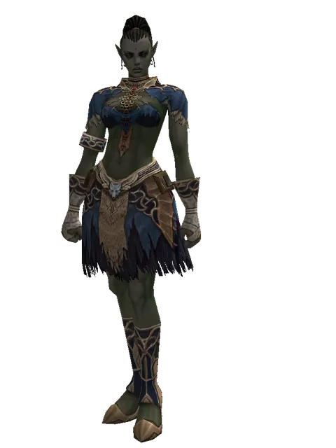 Blue Wolf Set - Robe on a female Orc mystic, front view