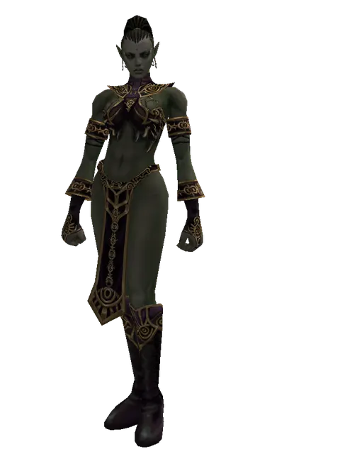 Demon's Set on a female Orc mystic, front view