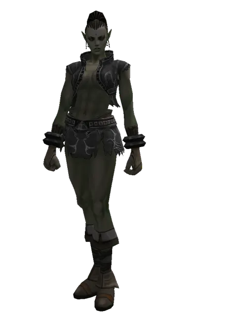 Elven (robe) on a female Orc mystic, front view