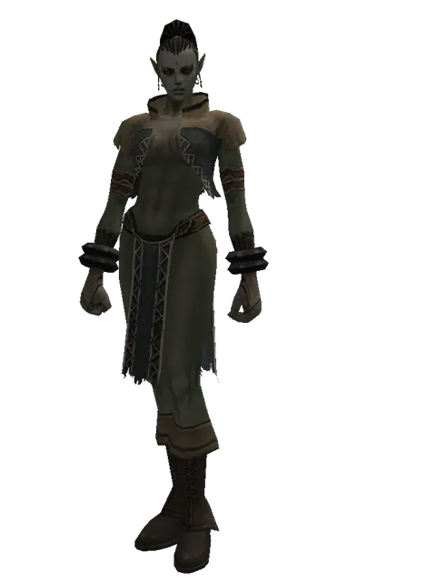 Leather (robe) on a female Orc mystic, front view