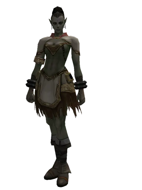 White (robe) on a female Orc mystic, front view