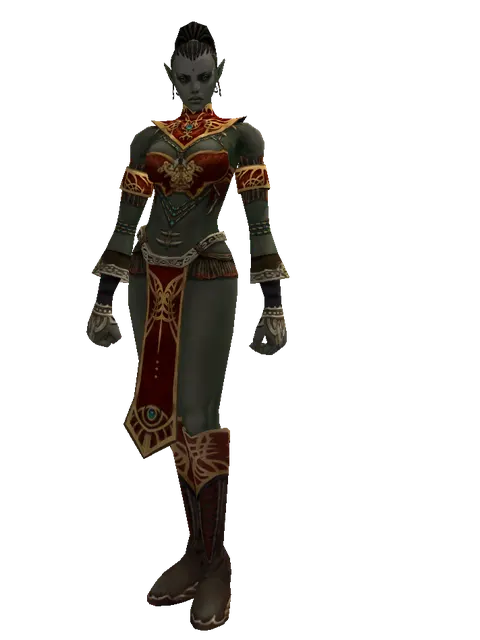 Set of Zubei on a female Orc mystic, front view