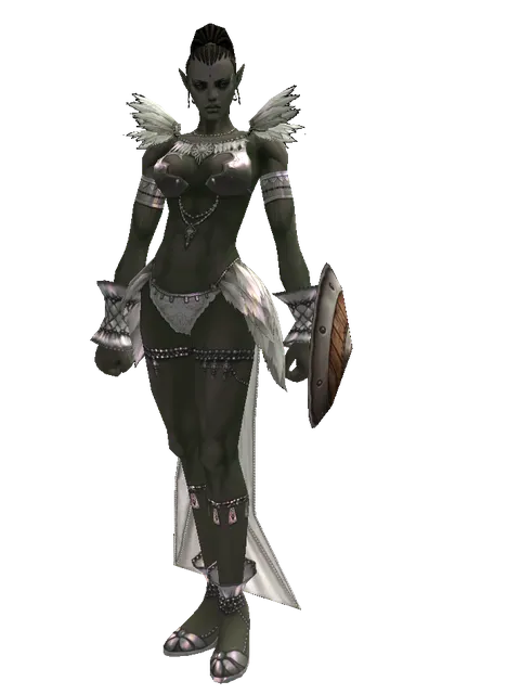 Buckler on a female Orc mystic, front view