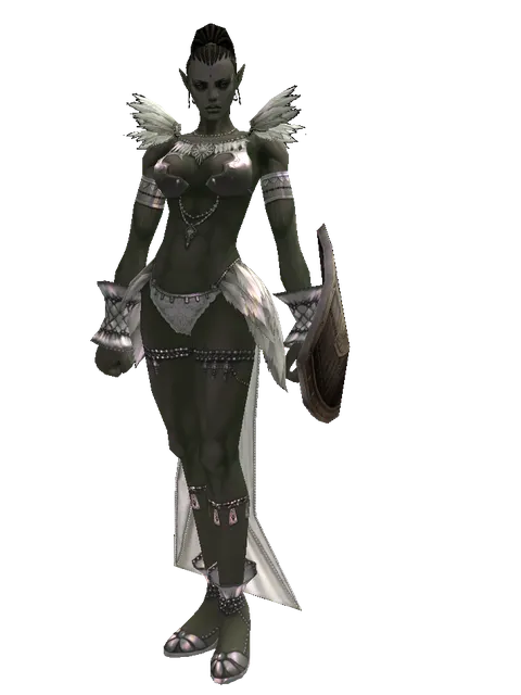 Chain Shield on a female Orc mystic, front view