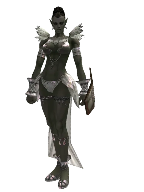 Dwarven Chain Shield on a female Orc mystic, front view