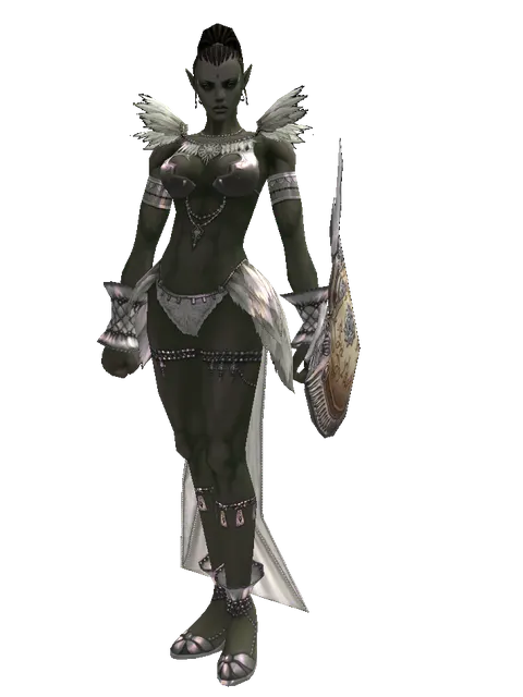 Imperial Crusader Shield on a female Orc mystic, front view