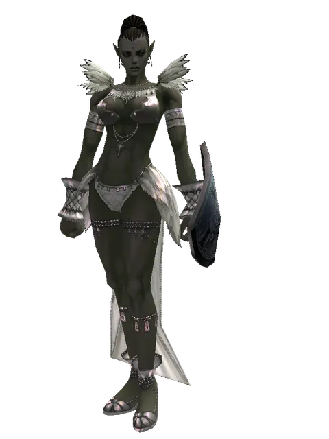 Kite Shield on a female Orc mystic, front view