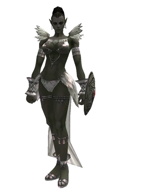 Shield of Pledge on a female Orc mystic, front view