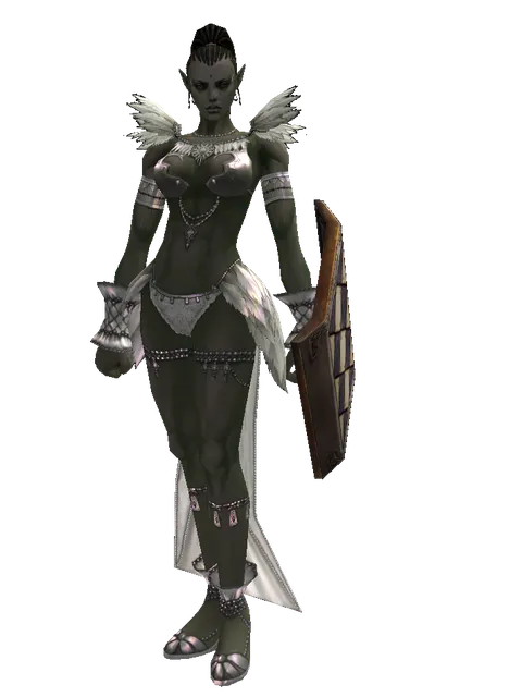 Square Shield on a female Orc mystic, front view