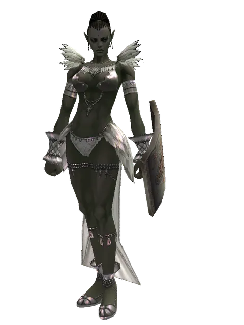 Tower Shield on a female Orc mystic, front view