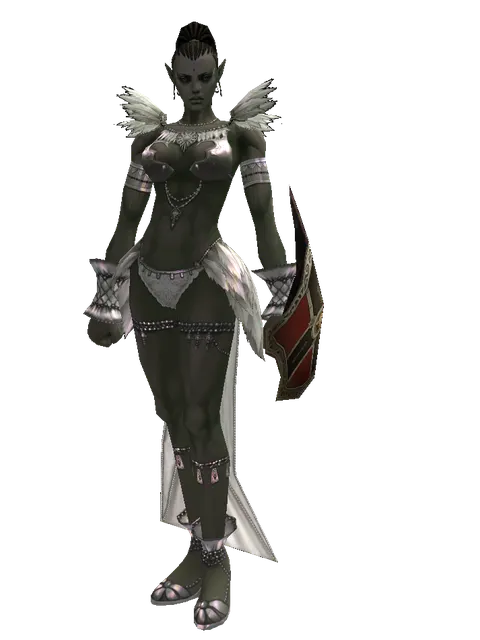 Zubei Shield on a female Orc mystic, front view