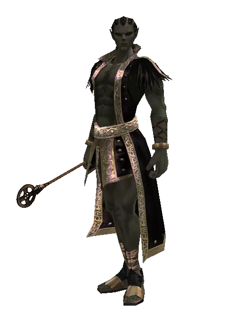 Apprentice's Rod on a male Orc mystic, front view