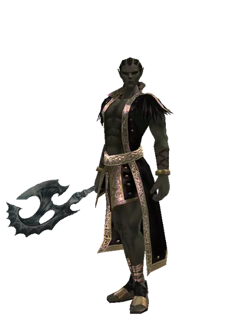 Art of Battle Axe on a male Orc mystic, front view