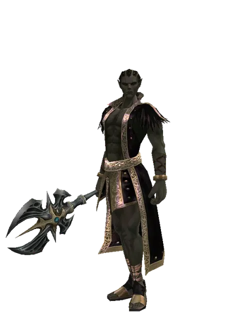 Barakiel's Axe on a male Orc mystic, front view