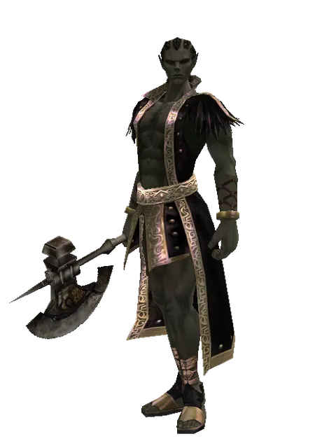 Battle Axe on a male Orc mystic, front view