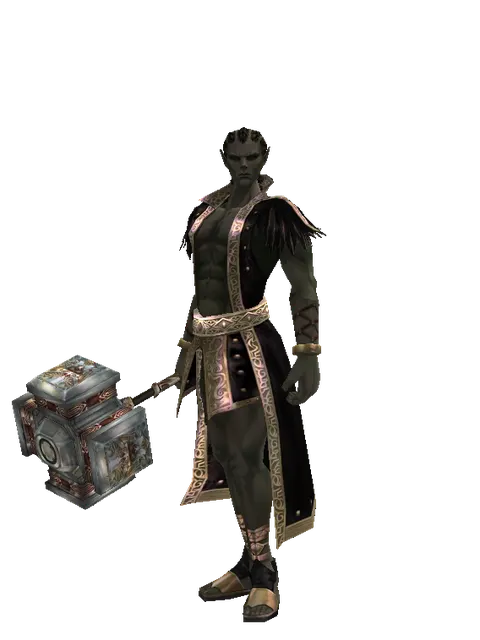Dynasty Cudgel on a male Orc mystic, front view