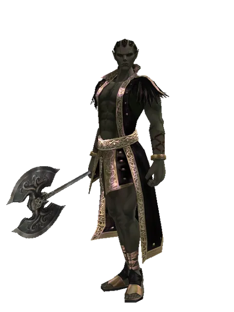 Heavy War Axe on a male Orc mystic, front view