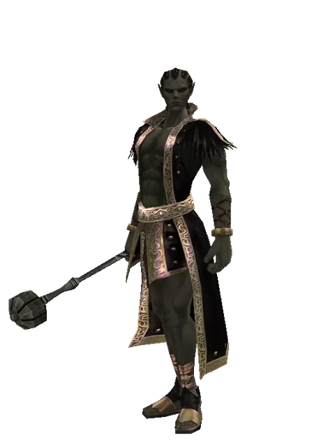 Improved Flanged Mace on a male Orc mystic, front view