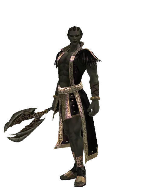 Mace of the Underworld on a male Orc mystic, front view
