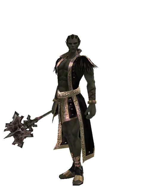 Silver Axe on a male Orc mystic, front view