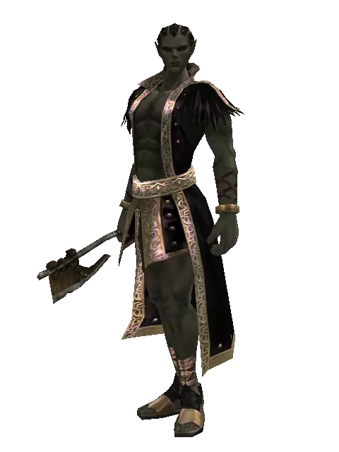 Tomahawk on a male Orc mystic, front view