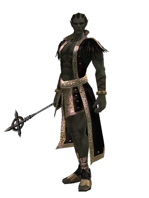 Traveler's Mace on a male Orc mystic, front view