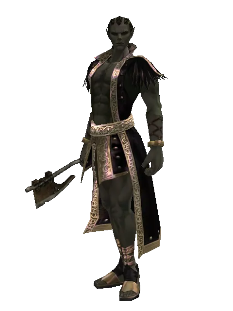 Traveler's Tomahawk on a male Orc mystic, front view