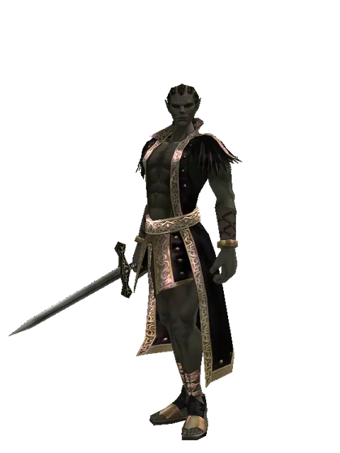 Apprentice Adventurer's Long Sword on a male Orc mystic, front view