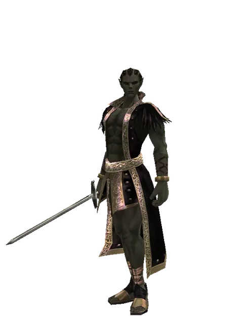 Bastard Sword on a male Orc mystic, front view