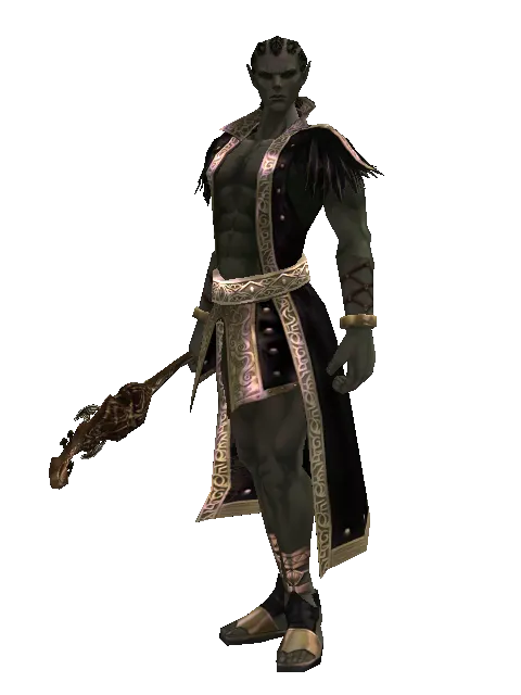 Chrono Cithara on a male Orc mystic, front view