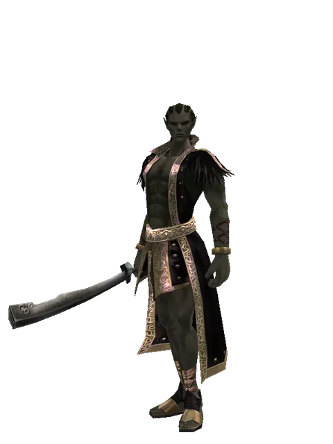 Crimson Sword on a male Orc mystic, front view