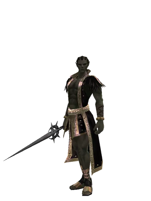 Ecliptic Sword on a male Orc mystic, front view
