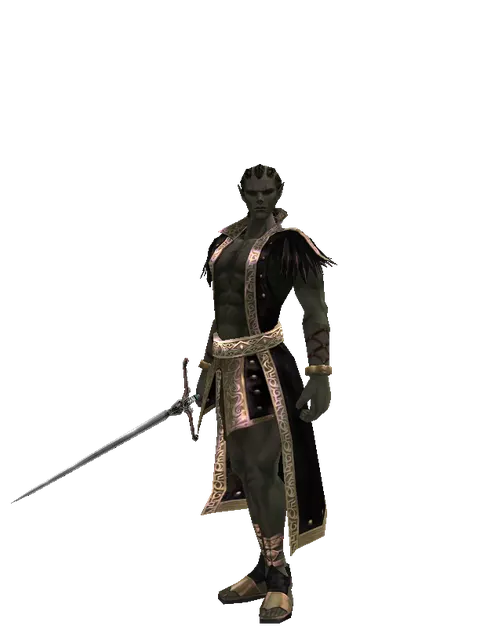 Elemental Sword on a male Orc mystic, front view