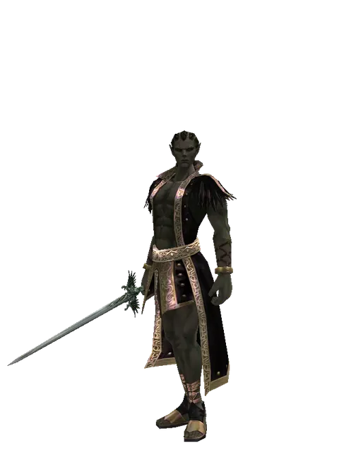 Elven Long Sword on a male Orc mystic, front view