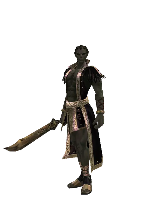 Falchion on a male Orc mystic, front view