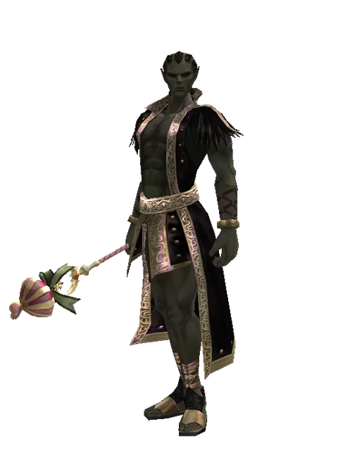 Gatekeeper Transformation Stick on a male Orc mystic, front view